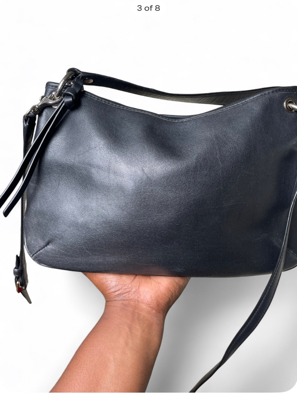 Coach Black Leather Shoulder Bag with Polished Hardware - Picture 4 of 8